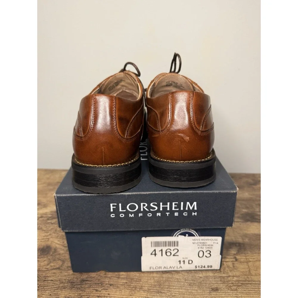 Men's Florsheim 11256-200 Brown Leather Square Toe Oxford Dress Shoes Size 11D